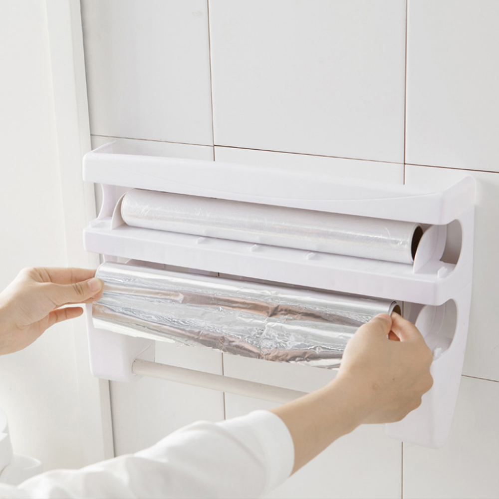 Living And Home WH0670 White Kitchen Towel Holder With Cutter