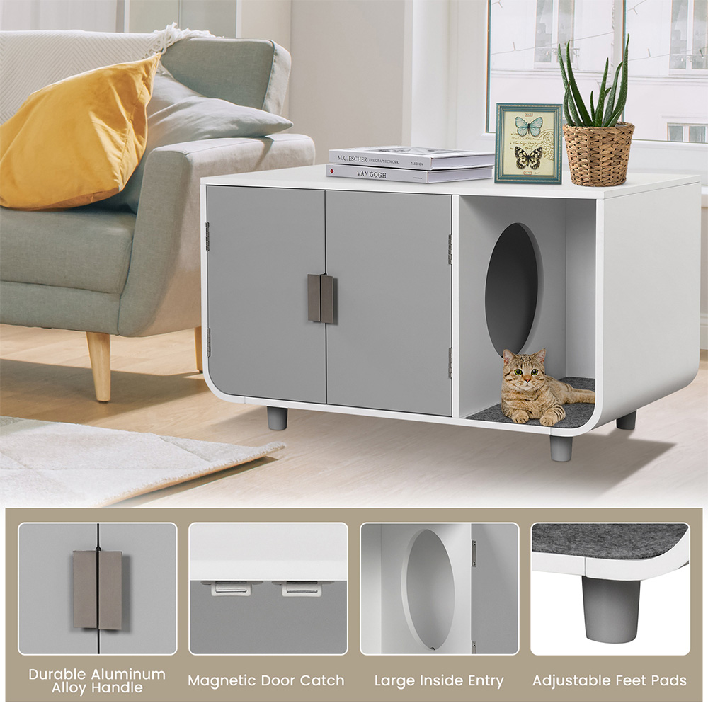 Costway 2 Door Single Shelf Cat Litter Box Enclosure Image 6