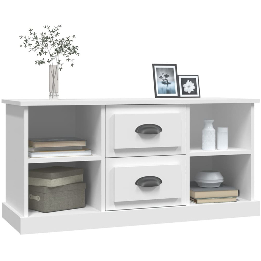 vidaXL 2 Drawer 4 Shelf White TV Cabinet Image 4