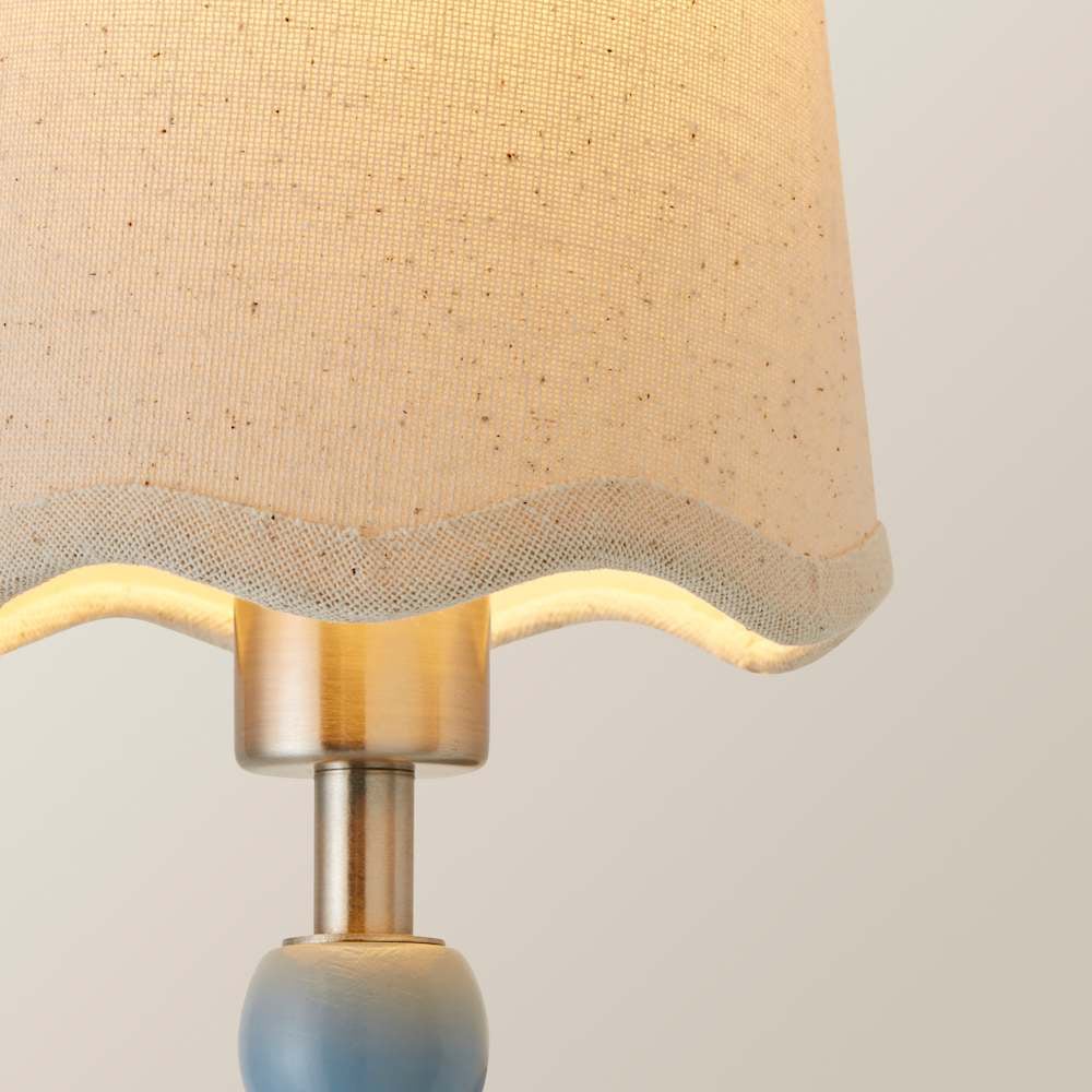 ValueLights Scallop Shade Powder Blue Bobbin LED Wall Light with Bulb 2 Pack Image 6