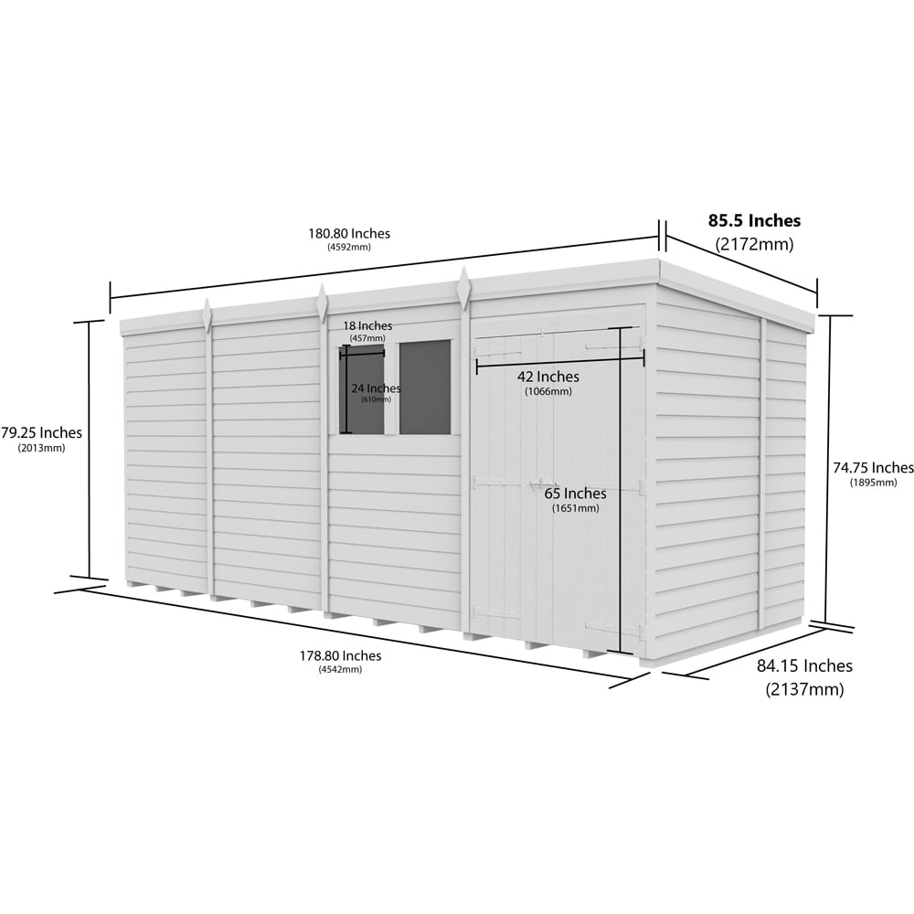 DIY Sheds 15 x 7ft Tongue and Groove Timber Pent Garden Shed Image 9