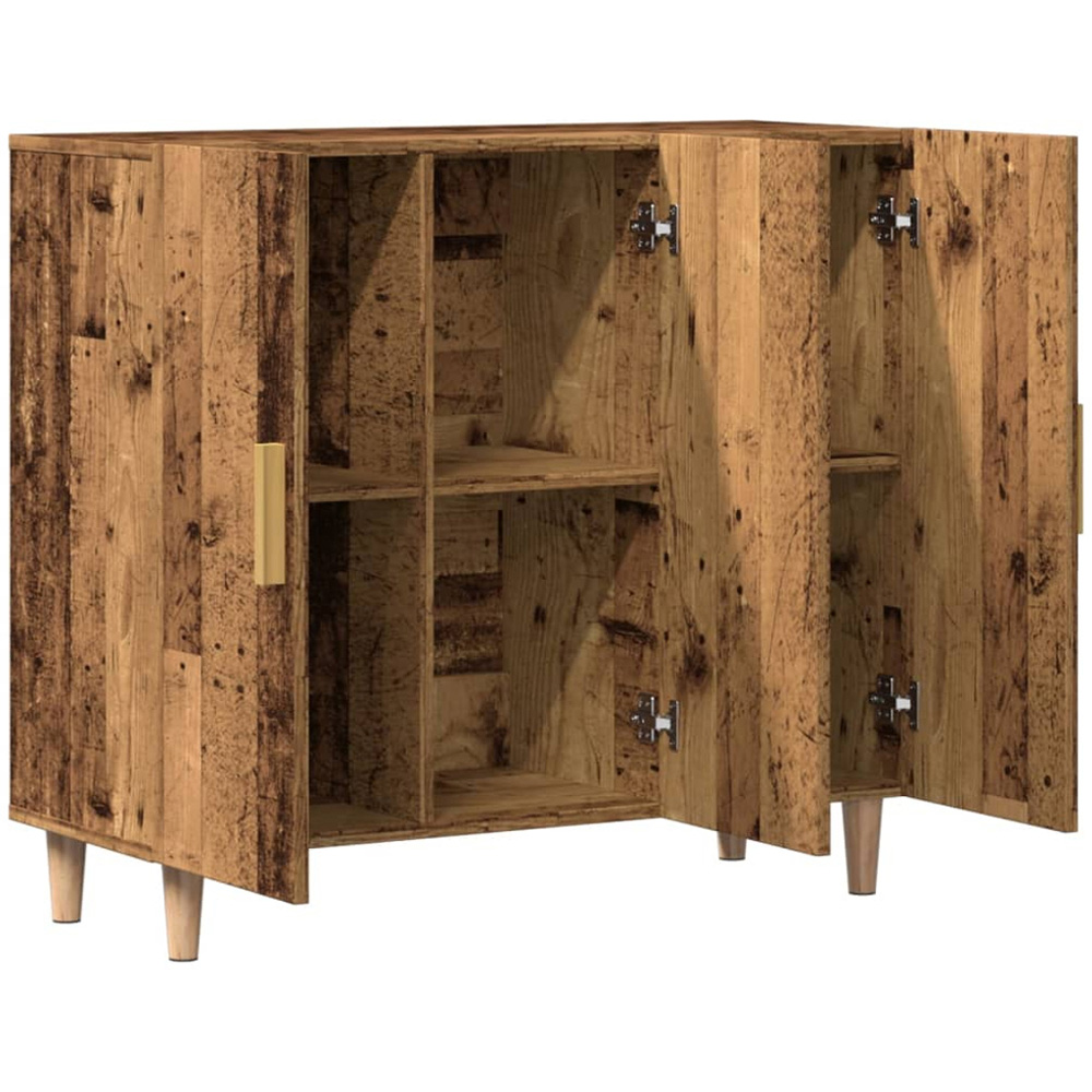 vidaXL 3 Door Old Wood Sideboard with Wooden Legs Image 6
