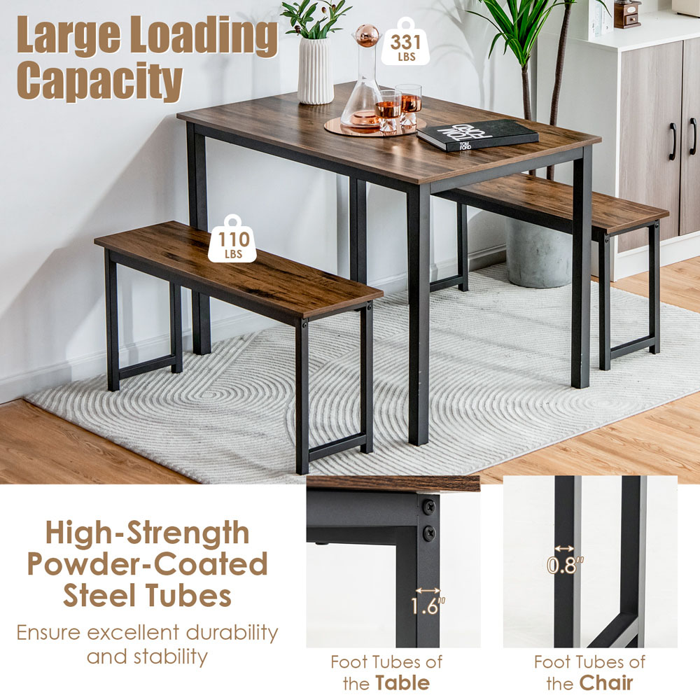Costway 4 Seater Dining Breakfast Table Set Coffee Image 8