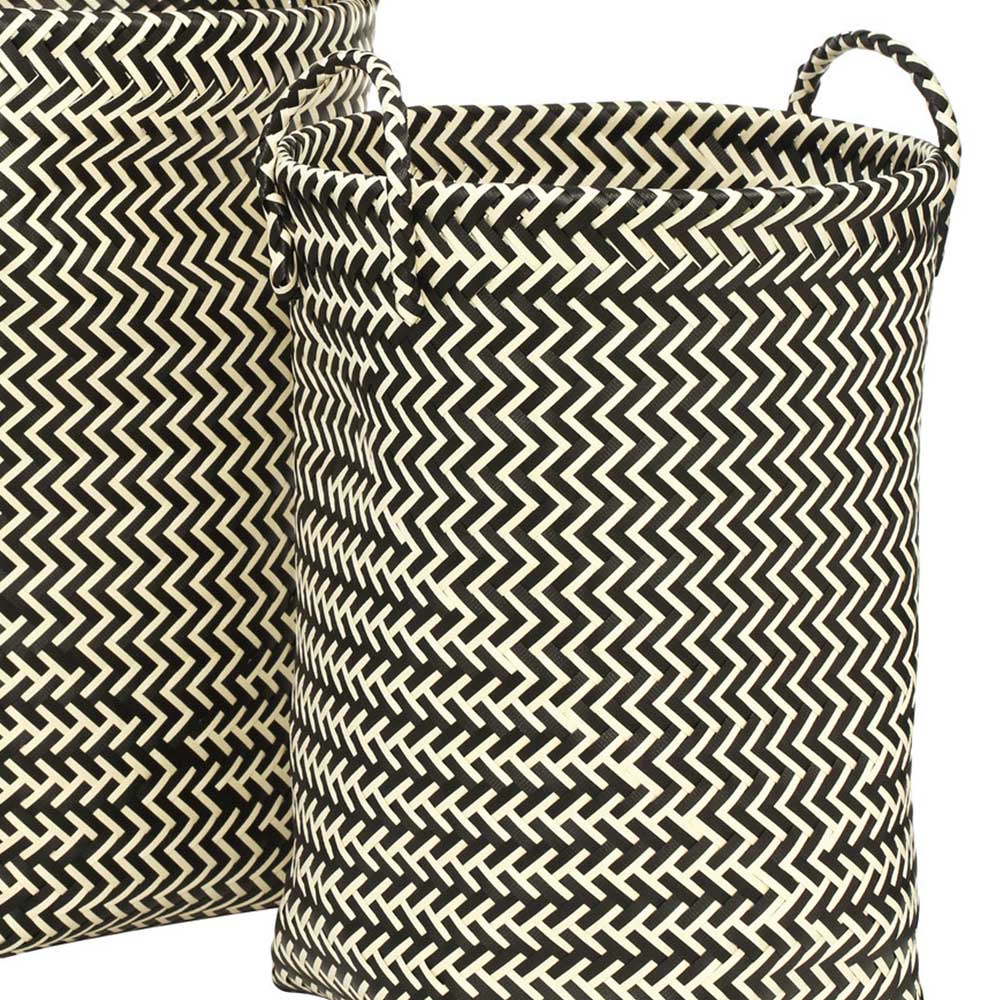 Premier Housewares Black and White Woven Storage Baskets 2 Set Image 2