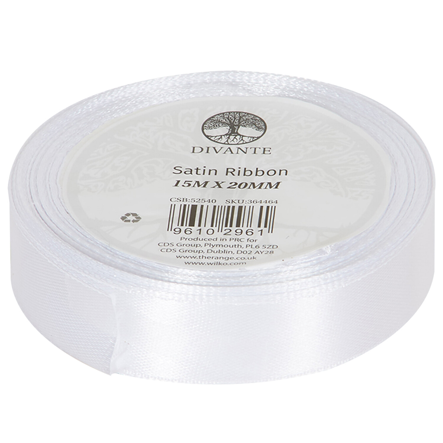 White or Pearl Satin Ribbon - White or Pearl / 15m Image 1
