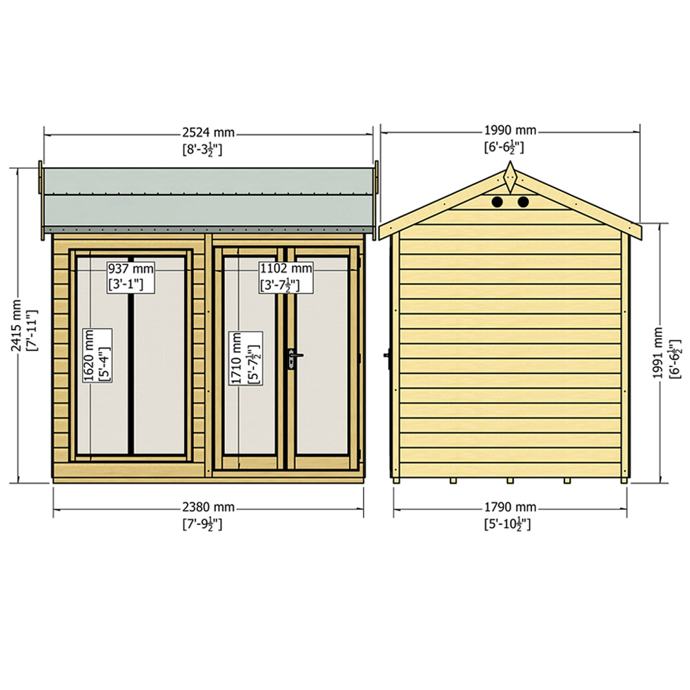 Shire Mayfield 8 x 6ft Double Door Traditional Summerhouse Image 5