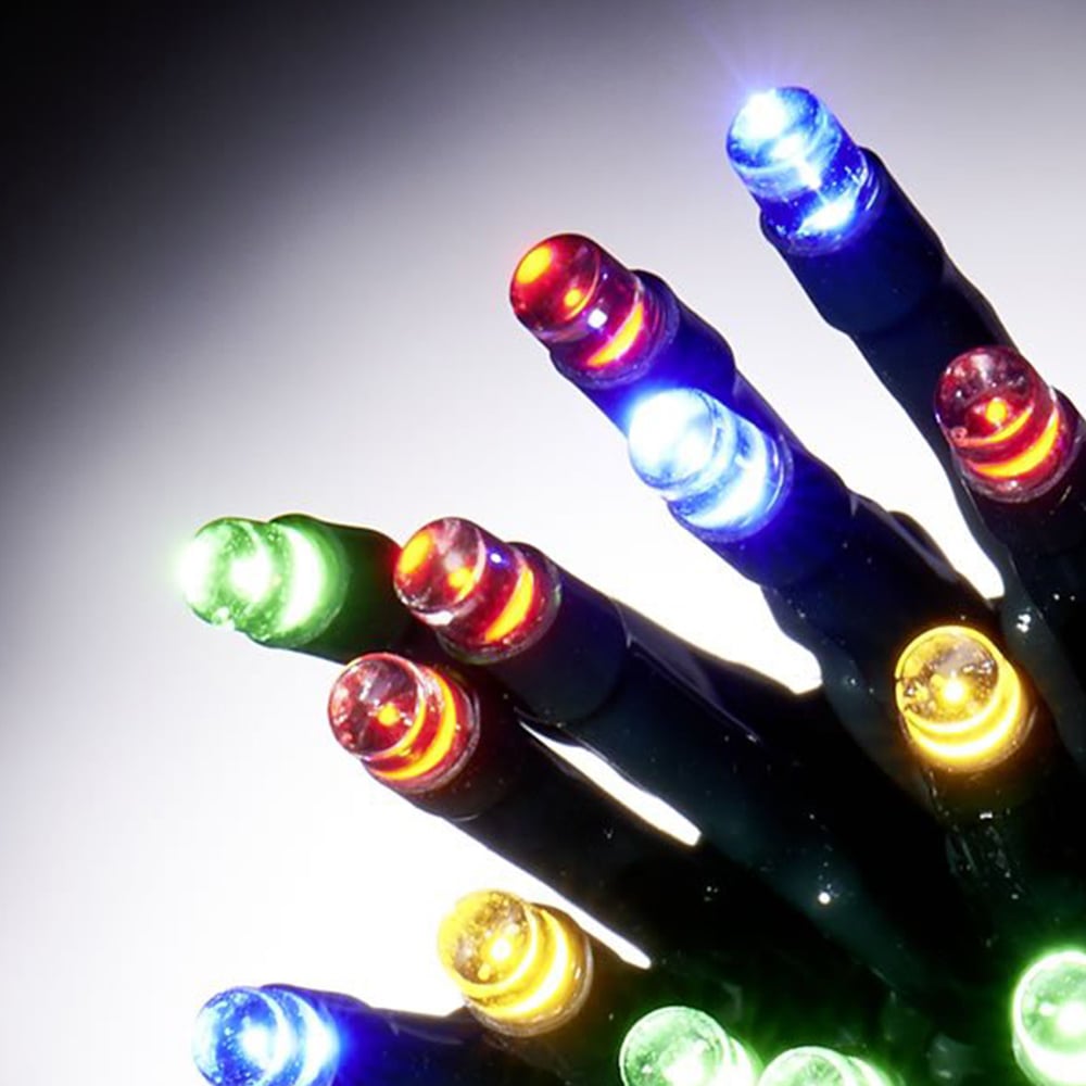 Wilko 100 Multicoloured Battery Operated LED Timer Lights with Green Cable Image 2