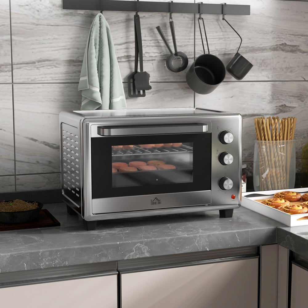 HOMCOM 800-167V70SR Silver 30L Mini Oven with Adjustable Temperature and Timer Image 2