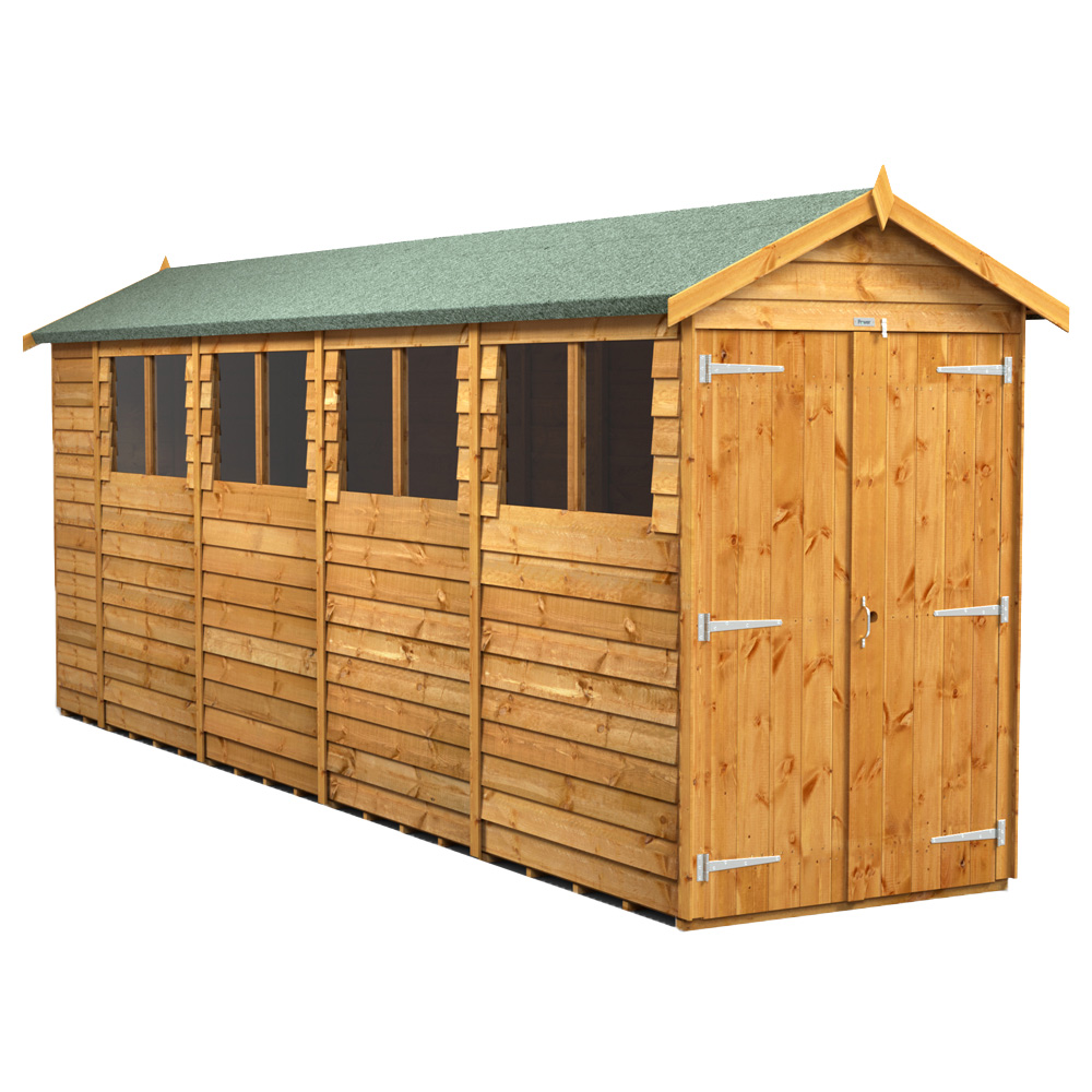 Power Sheds 18 x 4ft Double Door Overlap Apex Wooden Shed Image 1
