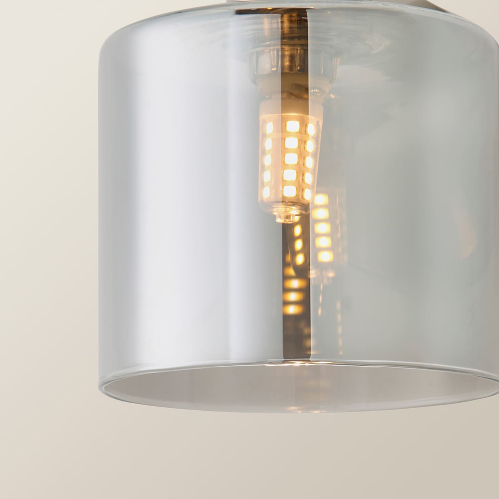 ValueLights Demi Smoked Glass Shade Brushed Chrome Wall Light with Bulb Image 4