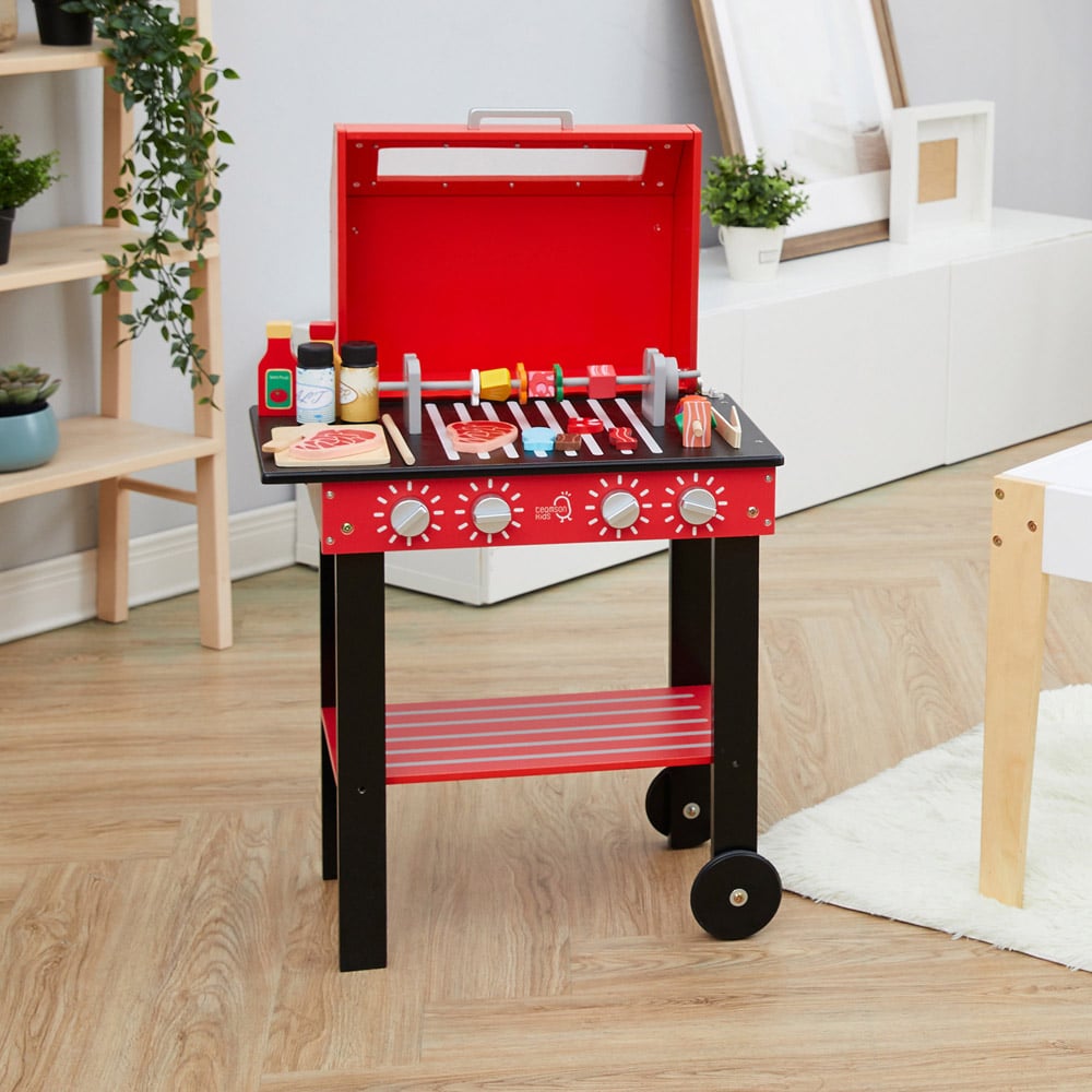 Teamson Kids Red Little Helper Backyard BBQ Play Stand Kitchen Image 2