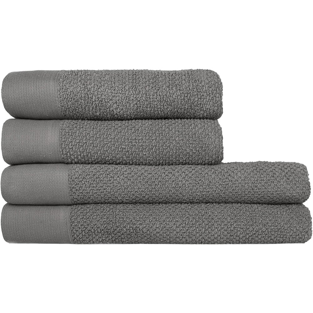 furn. Textured Cotton Cool Grey Hand and Bath Towels Set of 4 Image 1