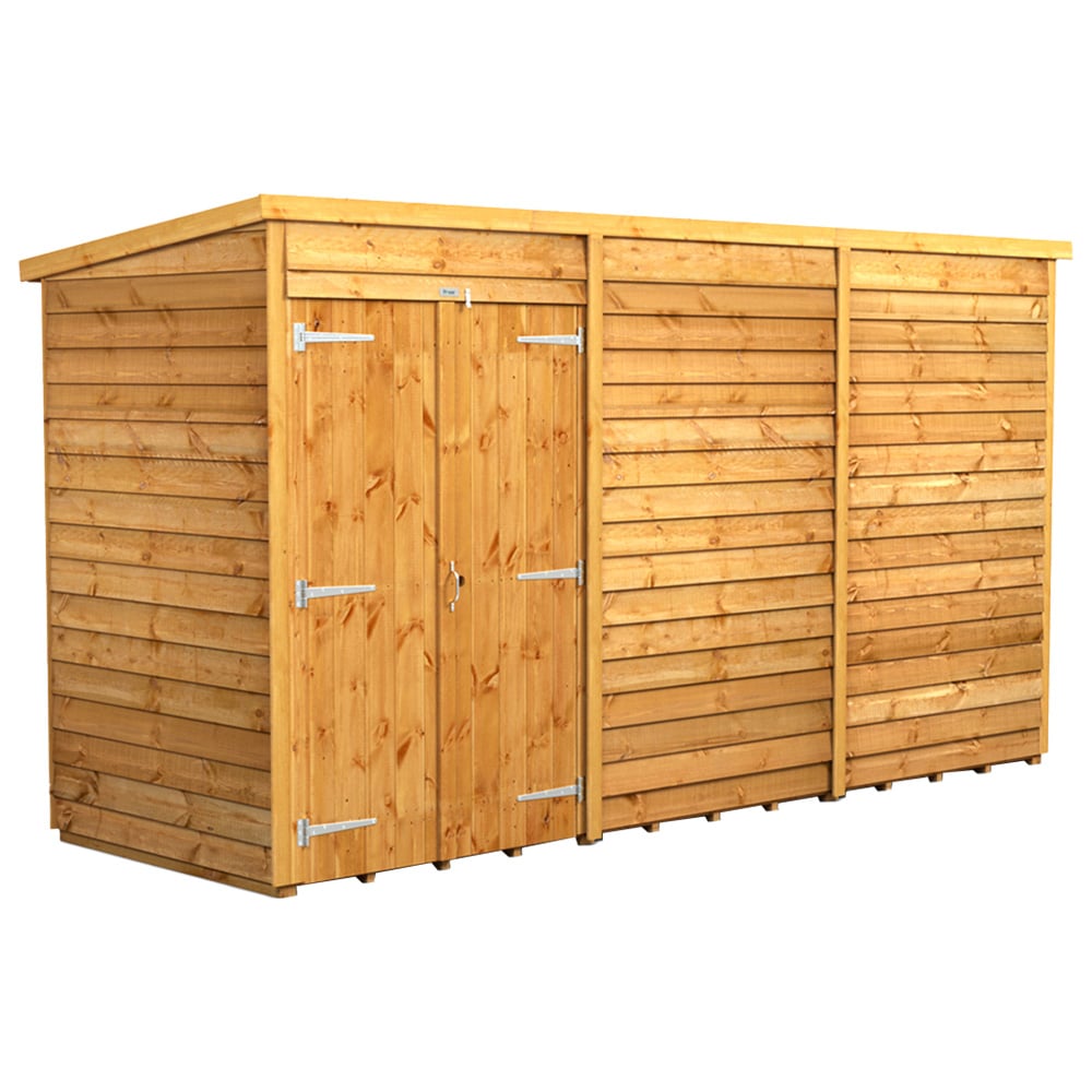 Power 12 x 4ft Overlap Pent Double Door Garden Shed Image 1