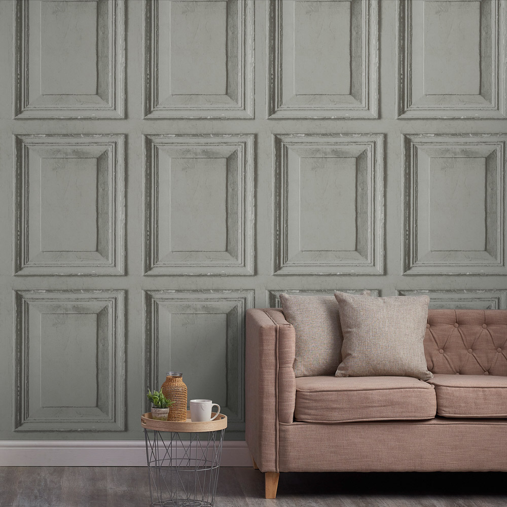 Grandeco Distressed Aged Rustic Wood Panel Grey Wallpaper Image 3
