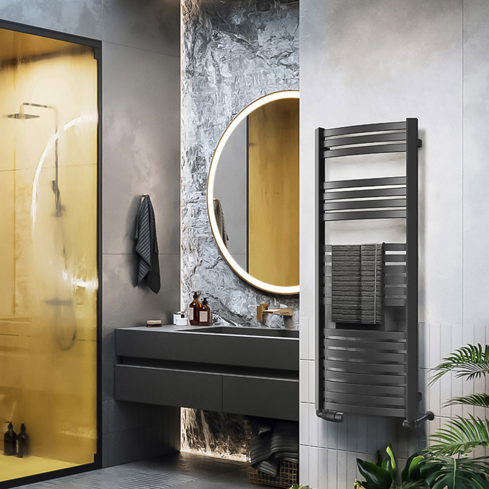 Terma Dexter 1845 BTU Matt Black Electric Heated Towel Rail 1220 x 500mm Image 6