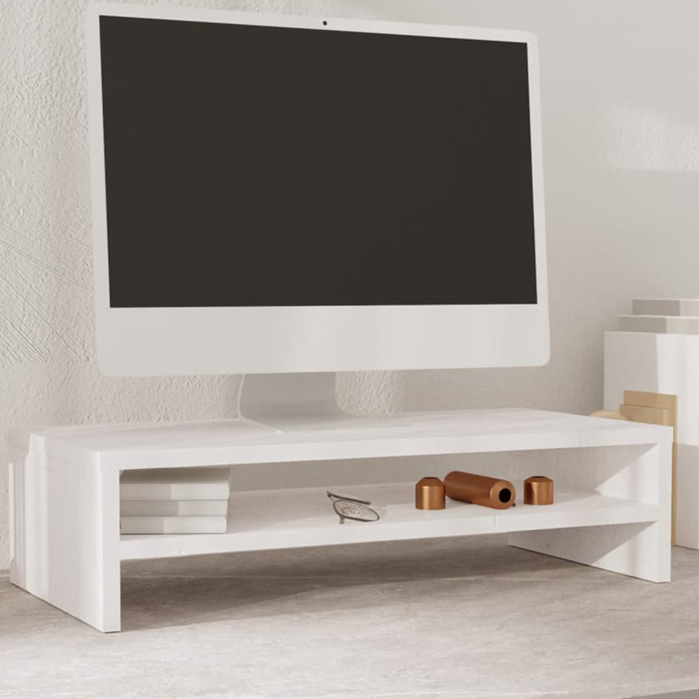 vidaXL White Pine Wood Monitor Stand Image
