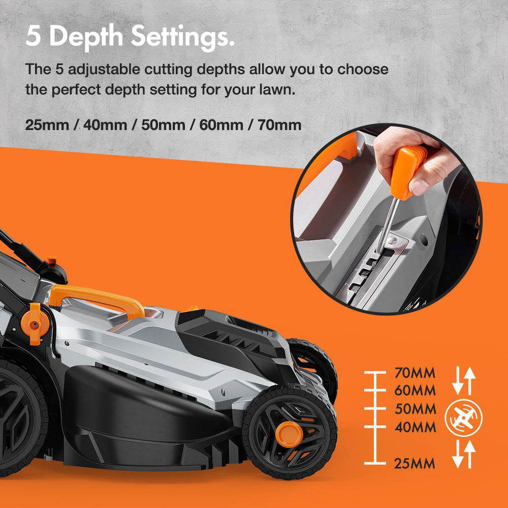 VonHaus 2515382 1600W Hand Propelled 38cm Rotary Electric Lawn Mower Image 8