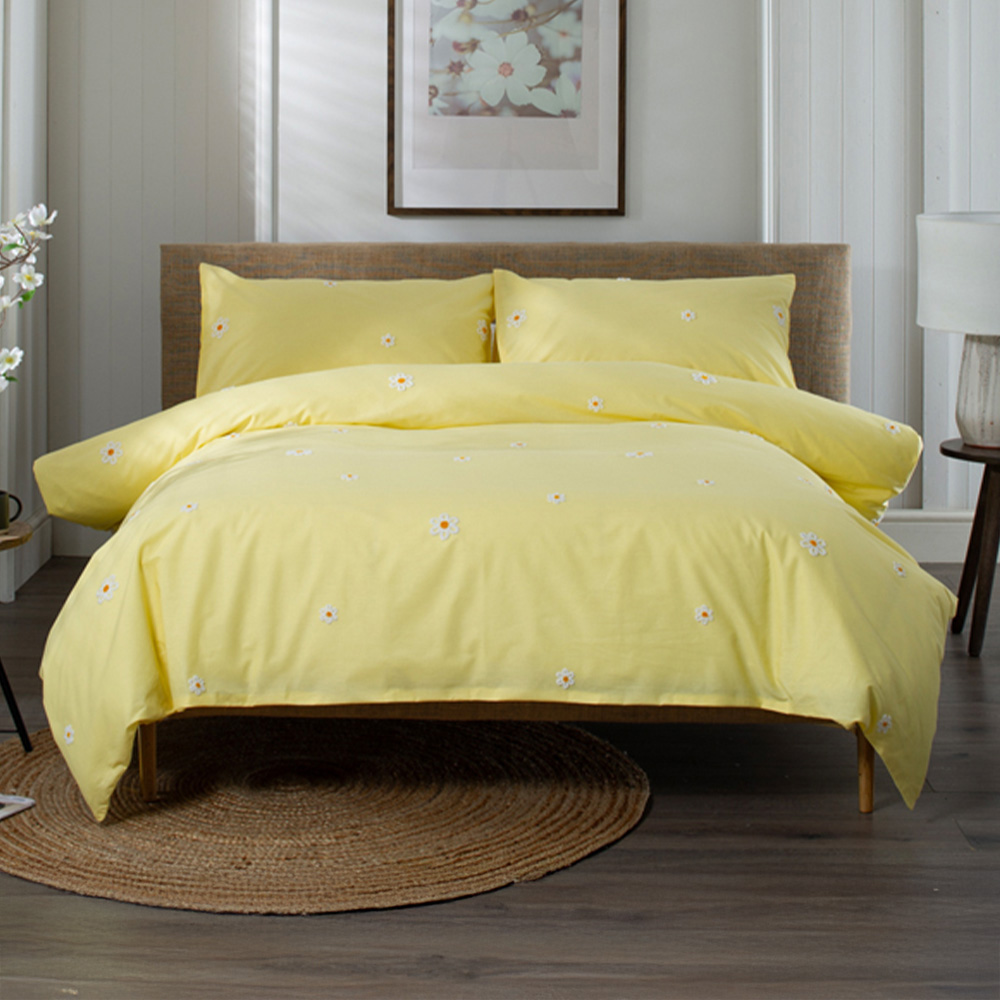 The Lyndon Company Tufted Daisy Super King Size Yellow Duvet Set Image 1