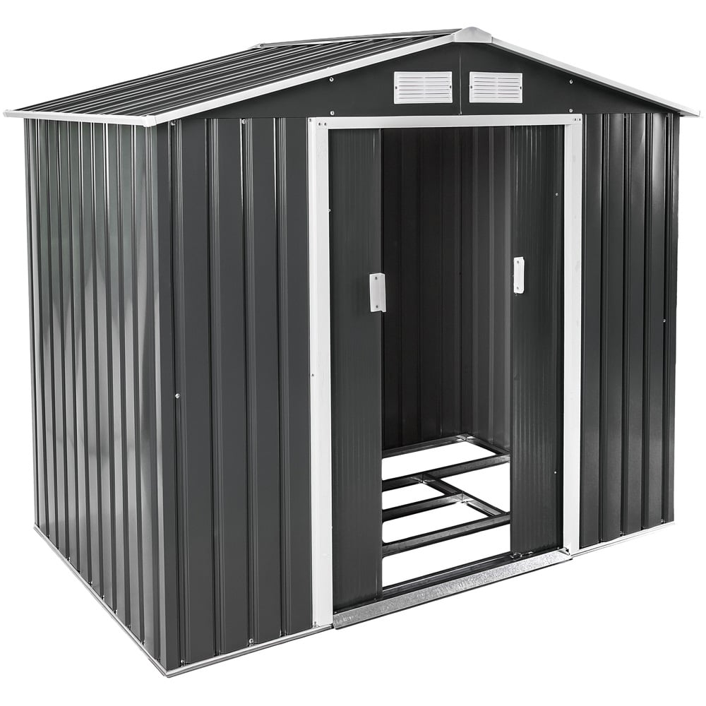 tectake Grey and White Gable Roof Shed Image 1