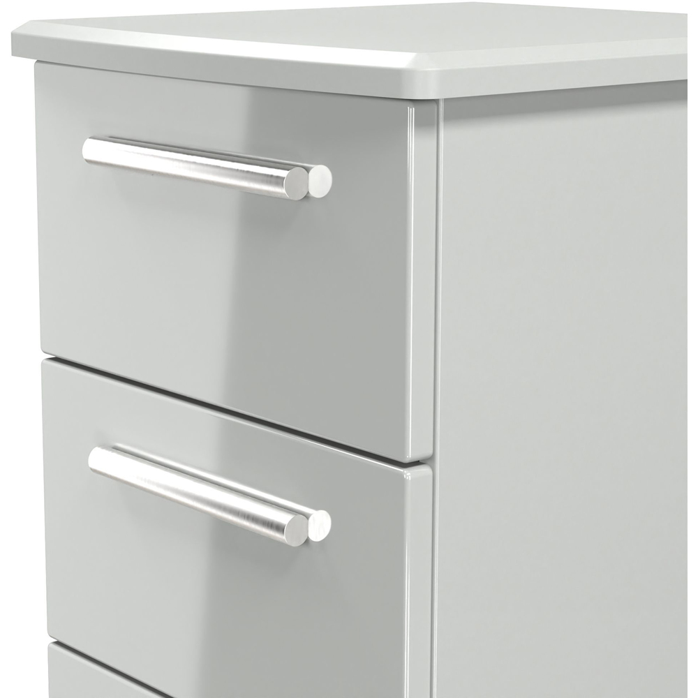 Crowndale Knightsbridge 5 Drawer Grey Gloss and Dusk Grey Tall Bedside Cabinet Ready Assembled Image 5