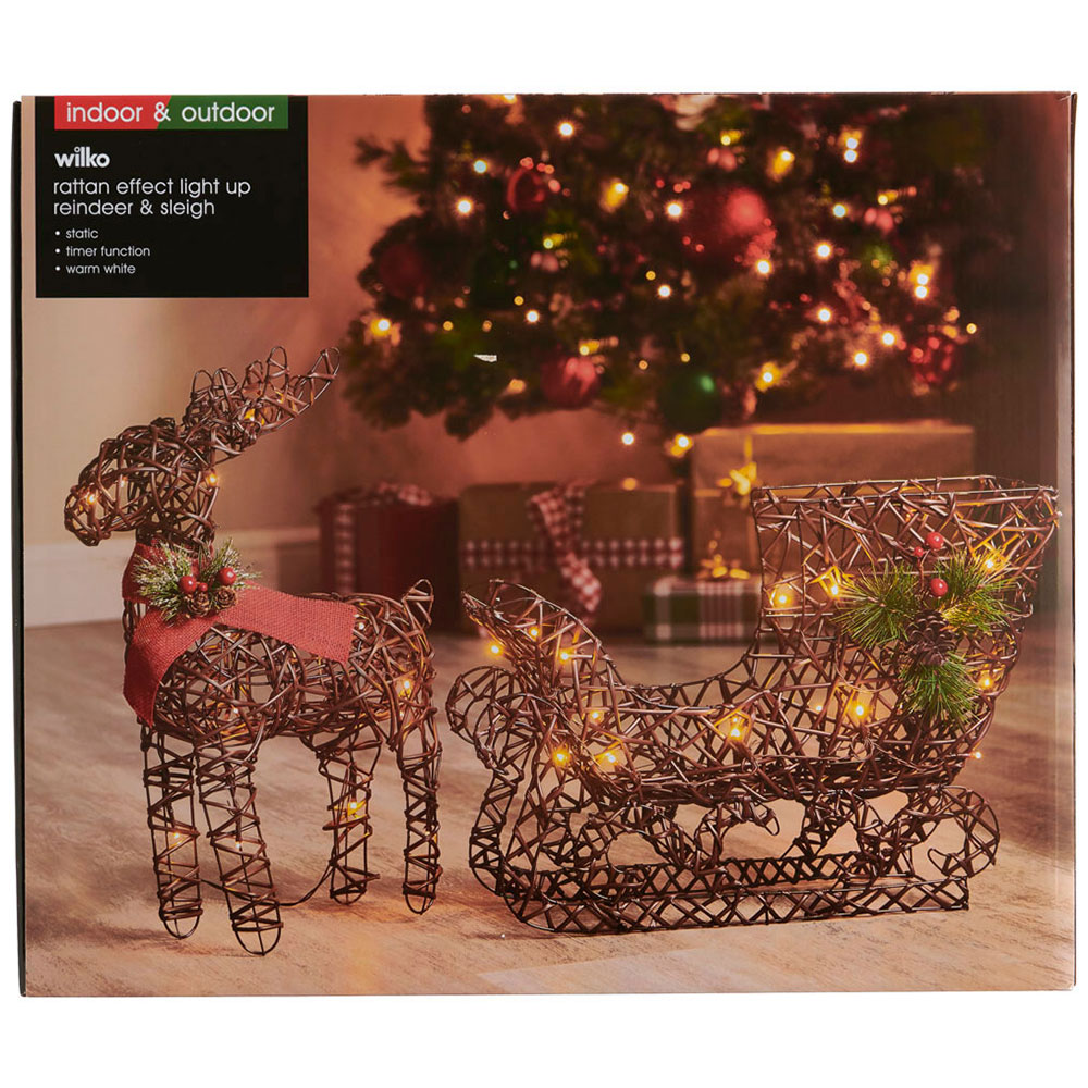 Wilko Battery Operated Rattan Effect Reindeer and Sleigh Image 6