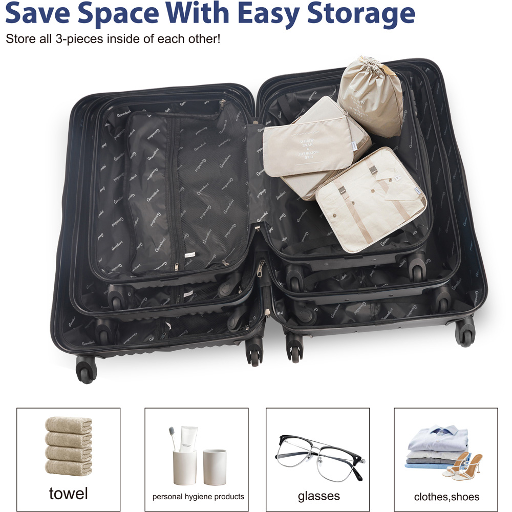 Groundlevel Delta Hard Shell Set of 3 Silver XL Luggage Suitcase Image 5