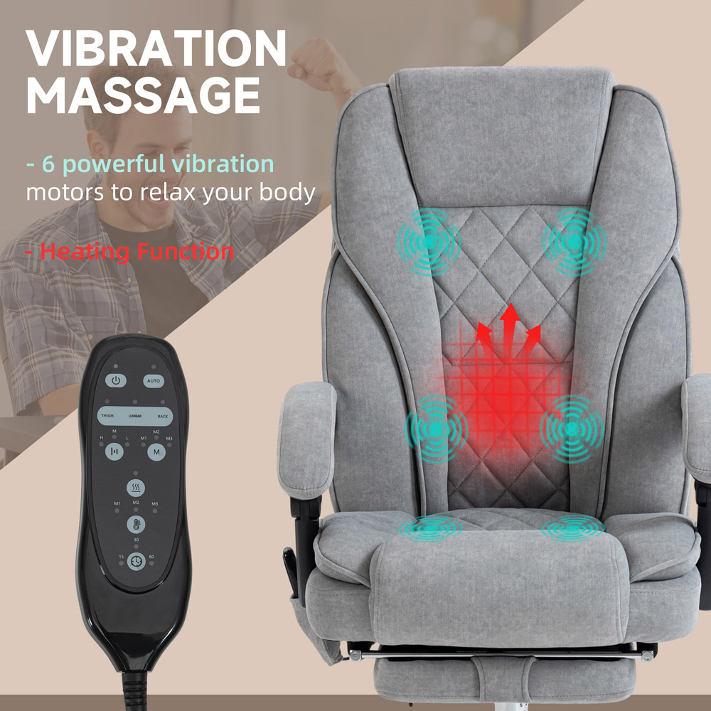 Vinsetto Grey Heated Reclining Massage Office Chair Image 4
