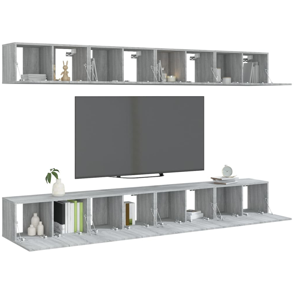 vidaXL 16 Door Grey Sonoma Wall Mounted TV Cabinet Image 3