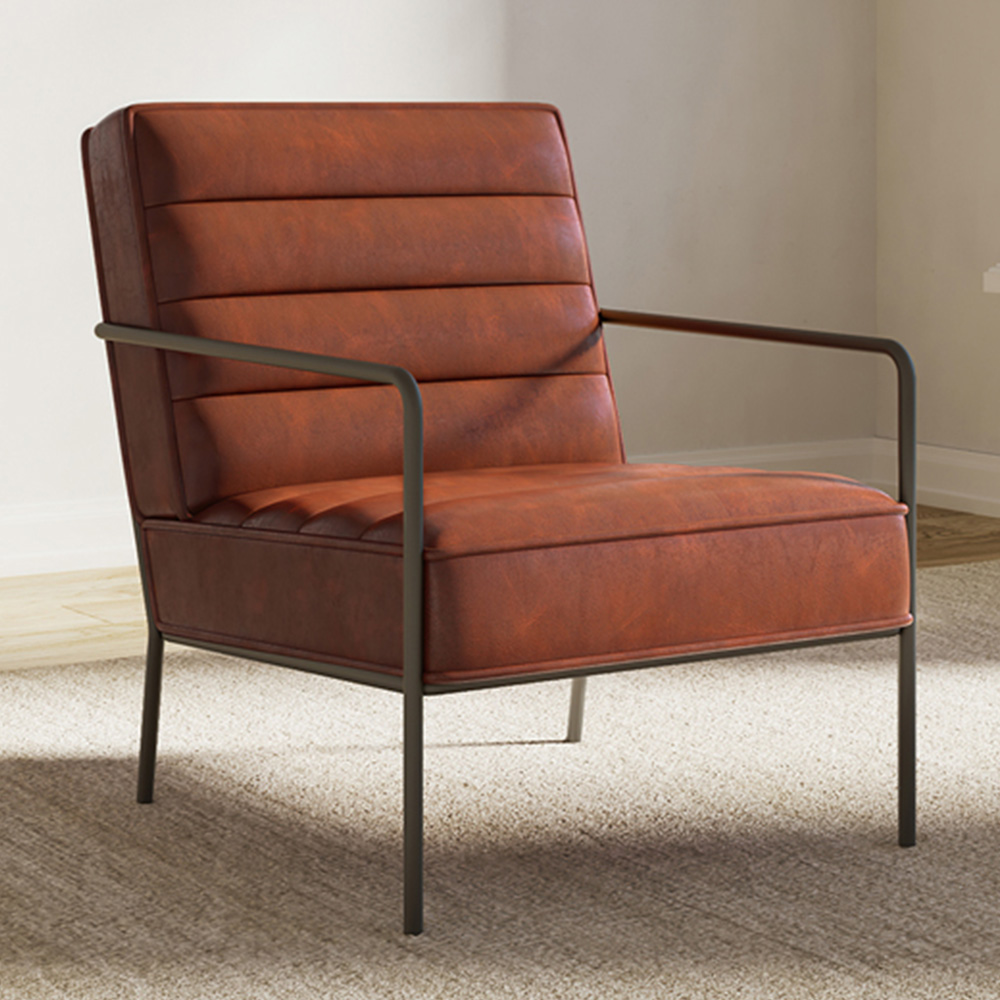 Dorel Bookham Rust PU Black Metal Accent Chair Image 1