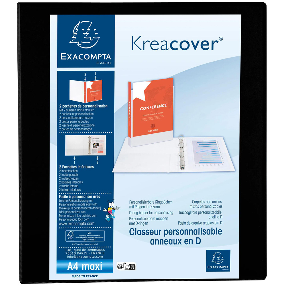 Exacompta Krea Personal Black 3 PP Ring Binder 10 Pack Image 4