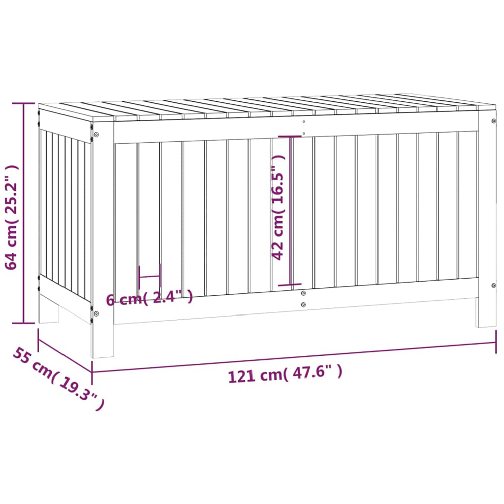 vidaXL 64 x 121 x 55cm Brown Pine Wood Garden Storage Box Image 9