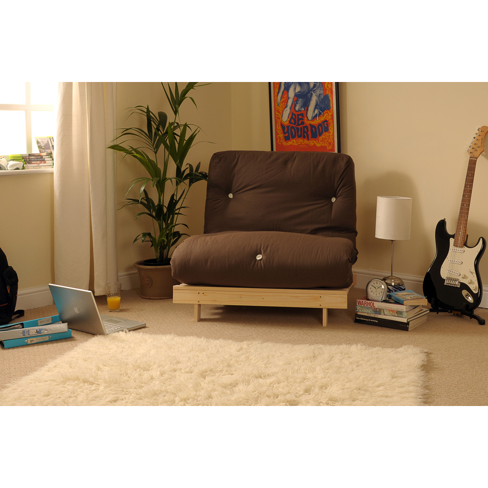 Brooklyn Single Sleeper Chocolate Cream Futon Base and Mattress Image 3