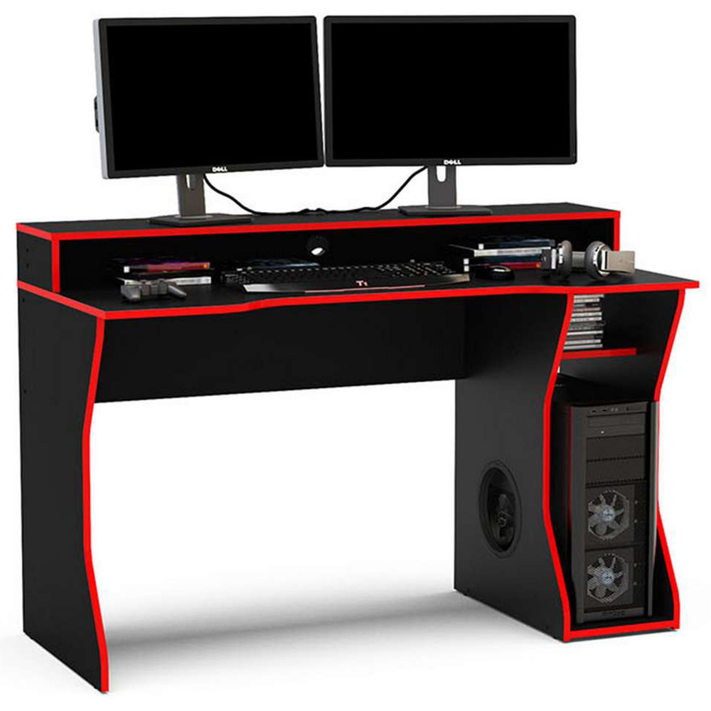 Enzo Gaming Computer Desk Black and Dark Red Image 3