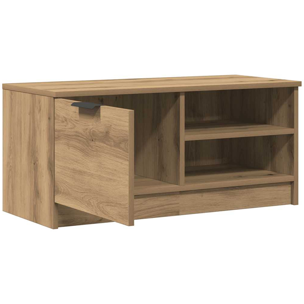 vidaXL Single Door 2 Shelf Artisan Oak TV Cabinet Set of 2 Image 6