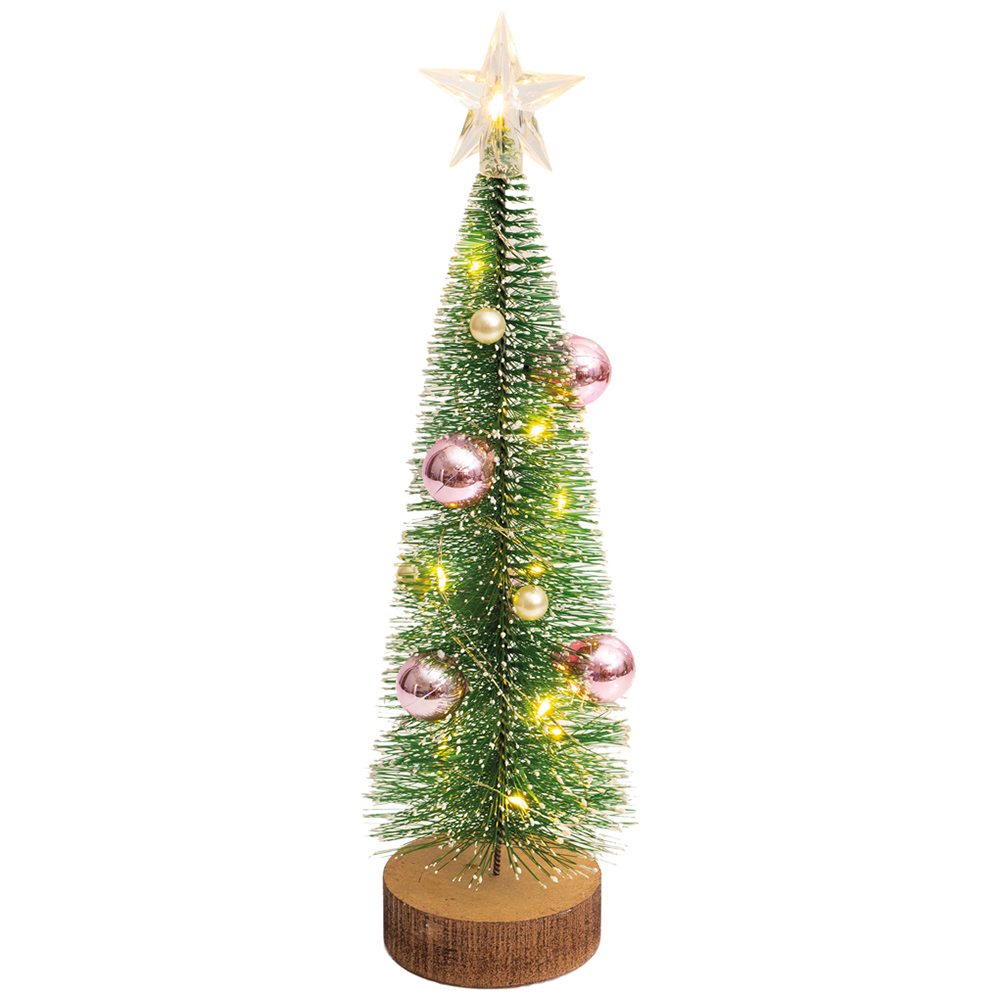 Xmas Haus Light Up Wooden Mini Christmas Tree 27.5cm Image 1