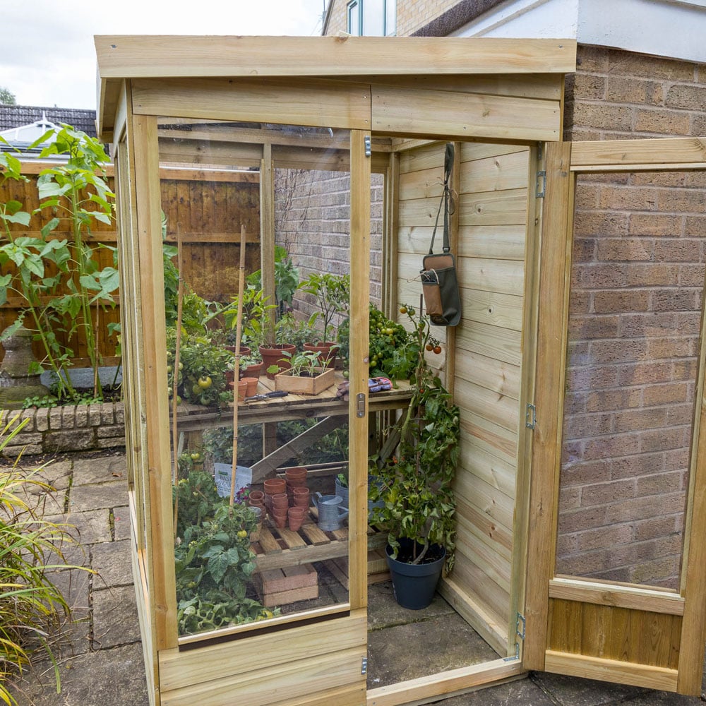 Forest Garden Solid Back Wallscape Lean-to 4 x 4ft Greenhouse Image 5