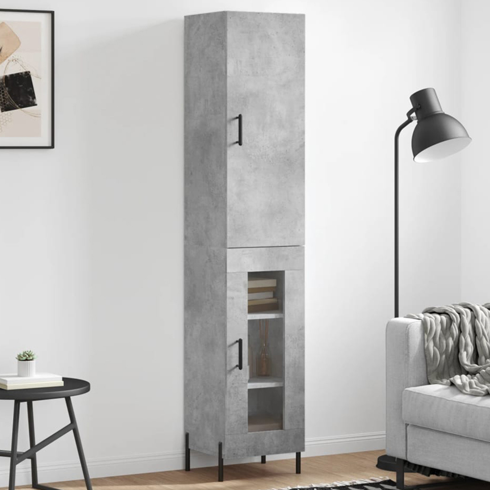 vidaXL 2 Door Concrete Grey Highboard Image 1