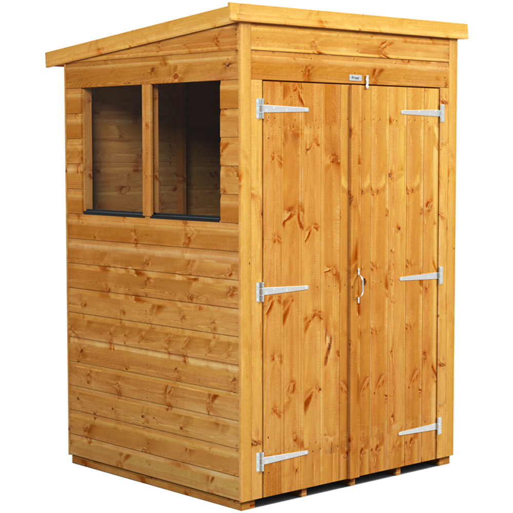 Power Sheds 4 x 4ft Double Door Pent Wooden Shed Image 1
