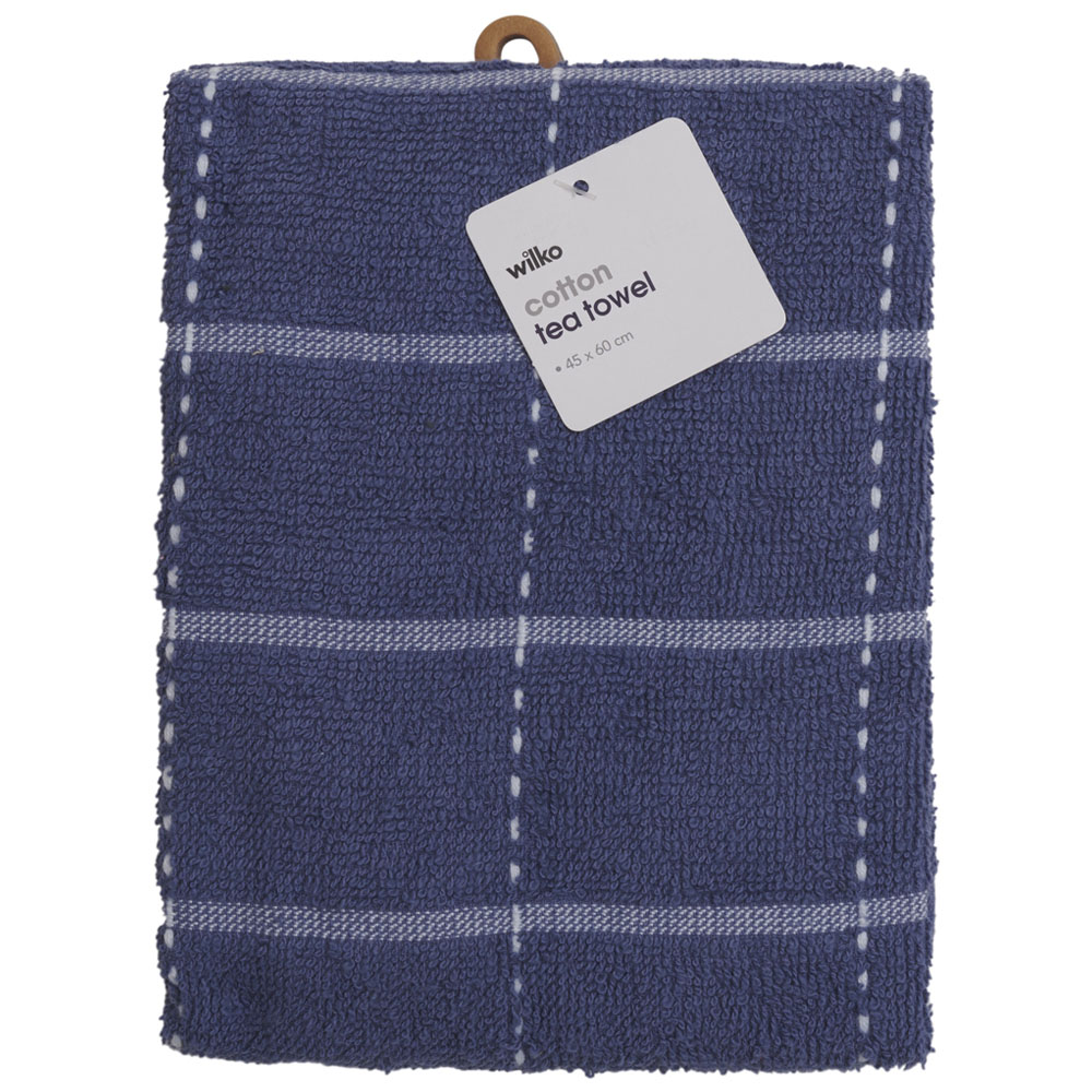 Wilko Cotton Terry Tea Towel Blue 45 x 60cm Image 1