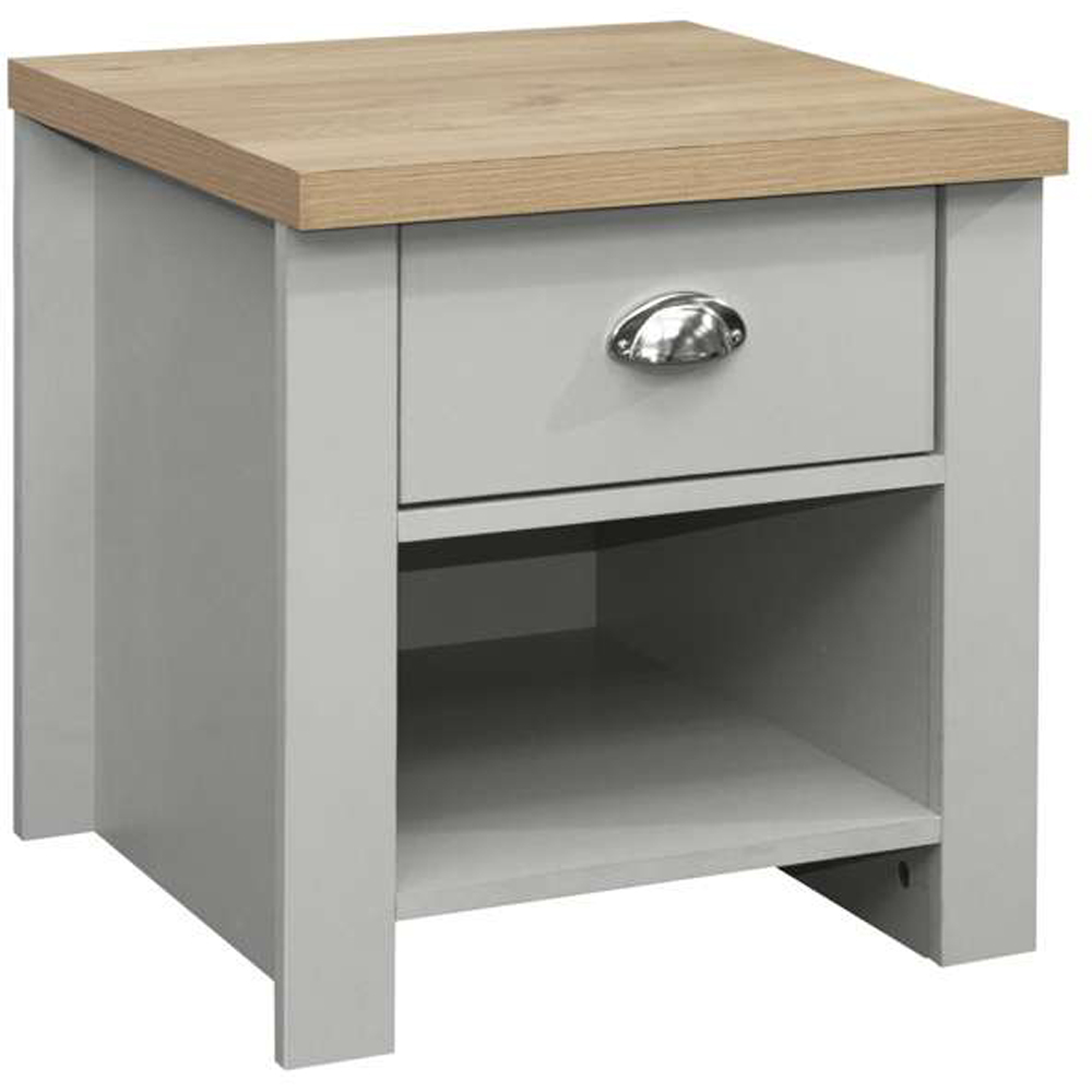 Highgate Single Drawer Grey and Oak Lamp Table Image 4
