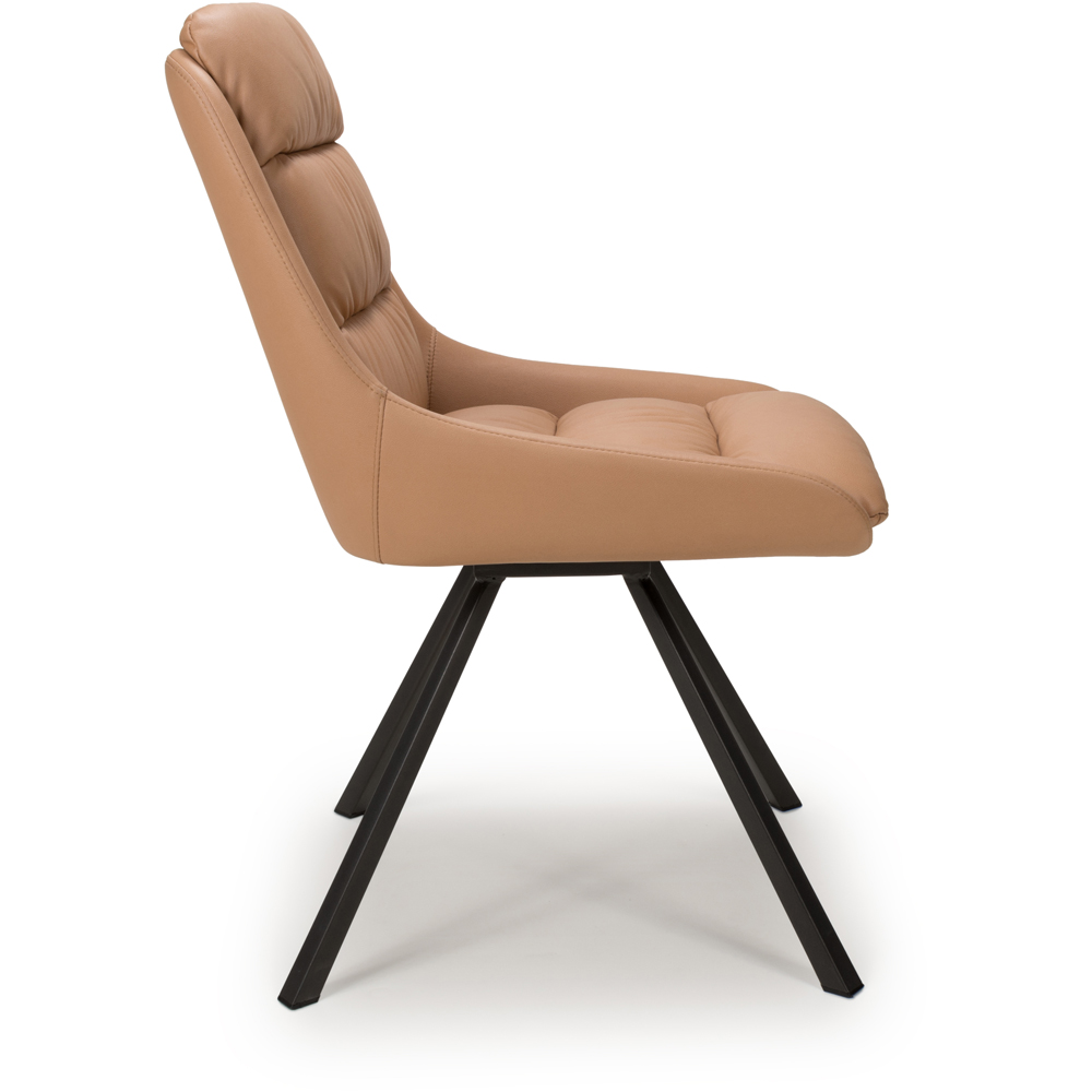 Arnhem Set of 2 Tan Leather Effect Swivel Dining Chair Image 4