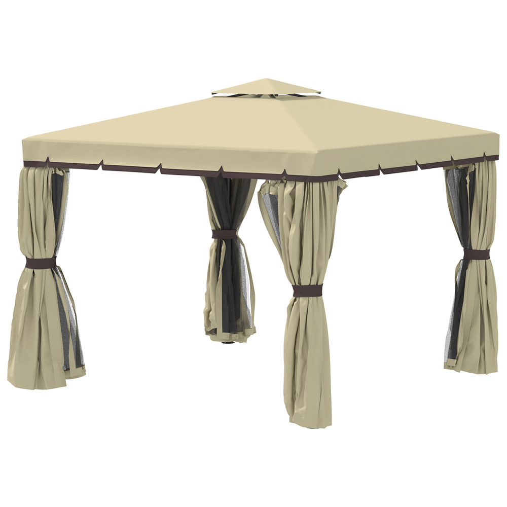 Gazebo Shelter Tent 2 Roof Beige Image 3