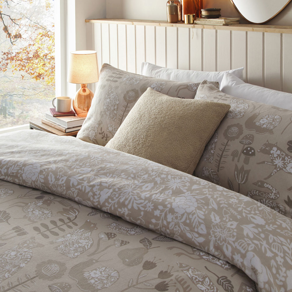 furn. Nook Single Greige Brushed Cotton Duvet Set Image 3