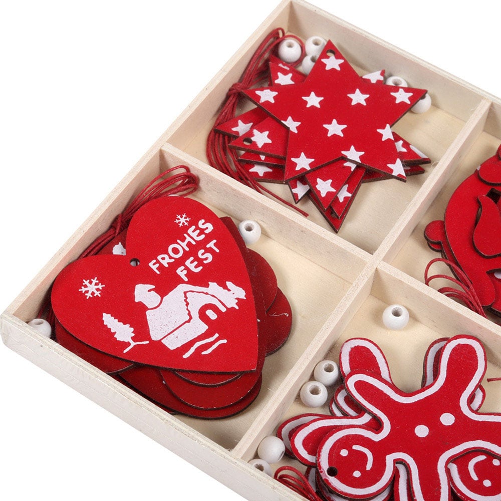 Living and Home Christmas Tree Wood Chip Decoration 30 Pack Image 6