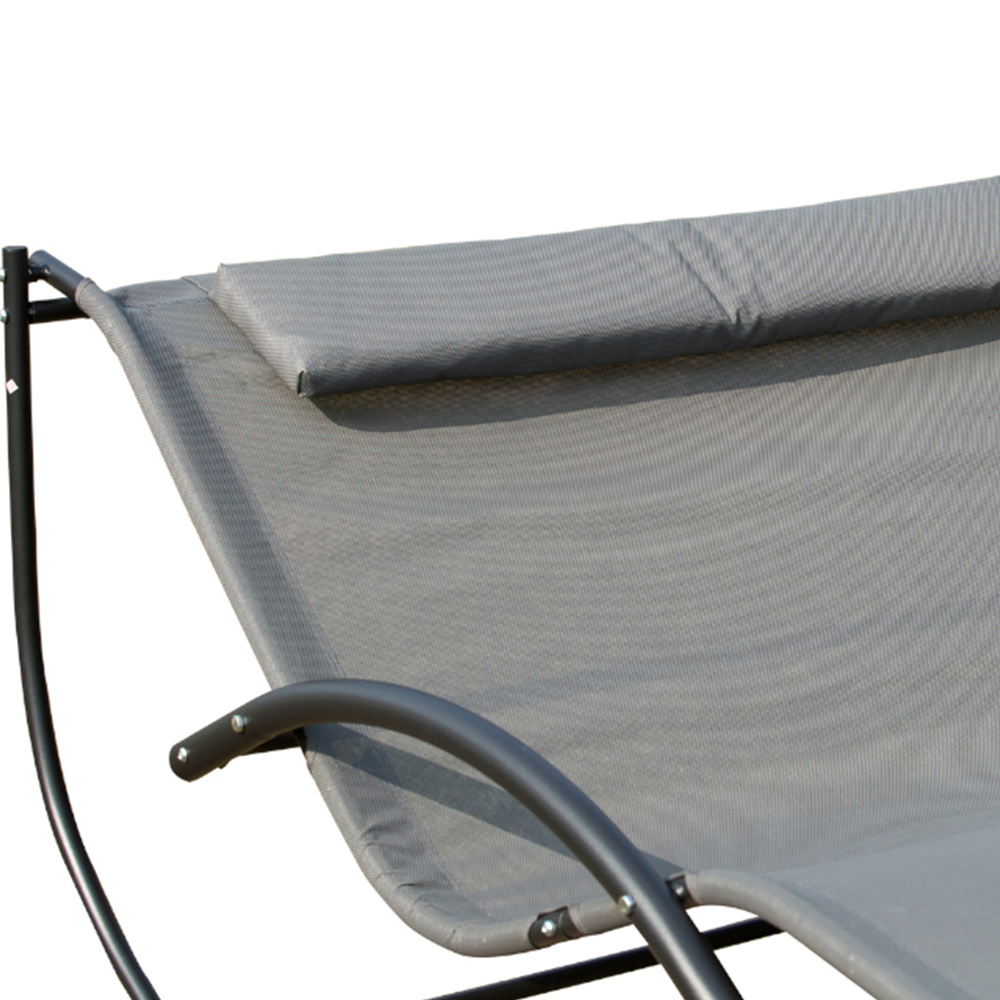 Outsunny Texteline Grey Double Hammock Sun Lounger Image 3