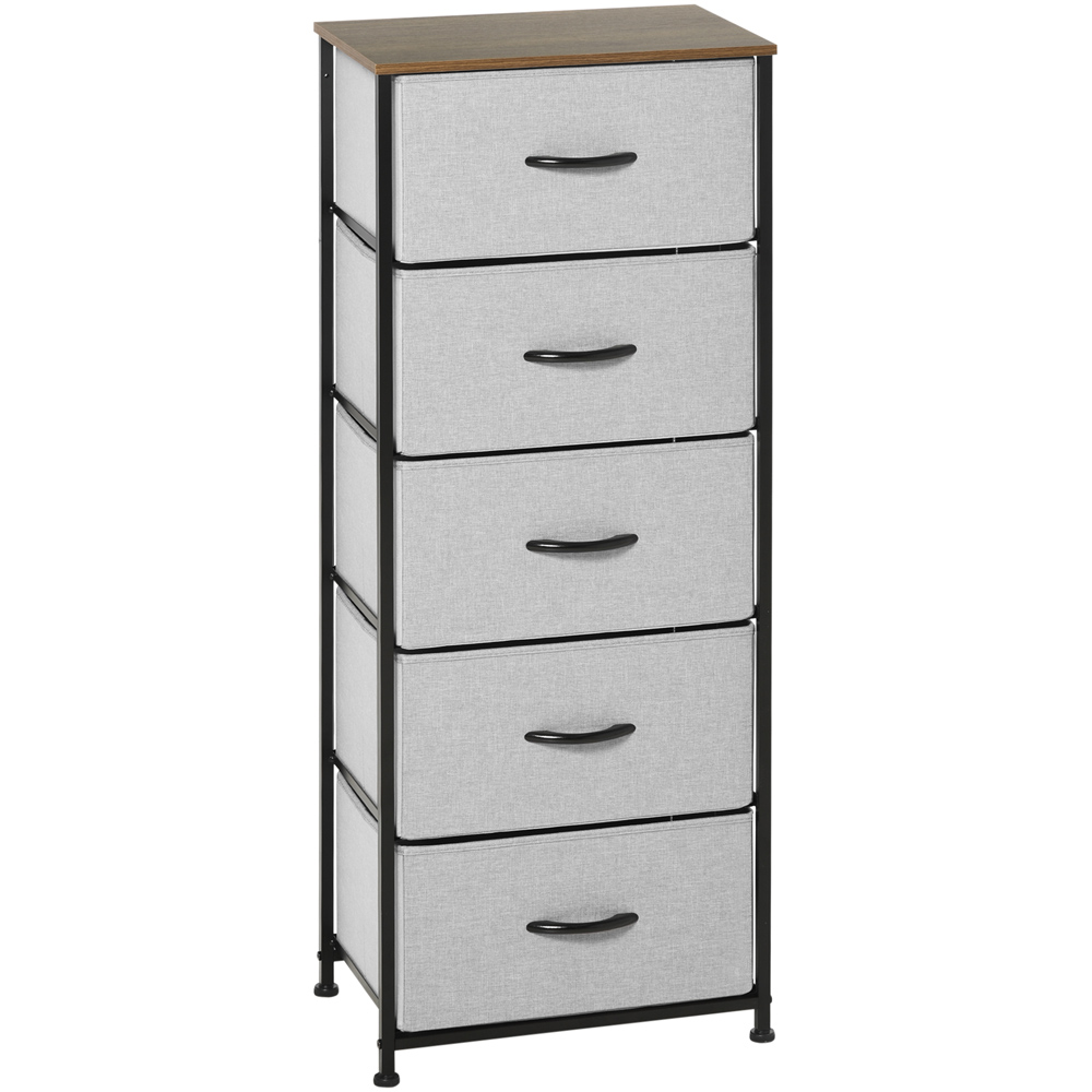 Portland 5 Drawer Grey Tall Chest of Drawers Image 2