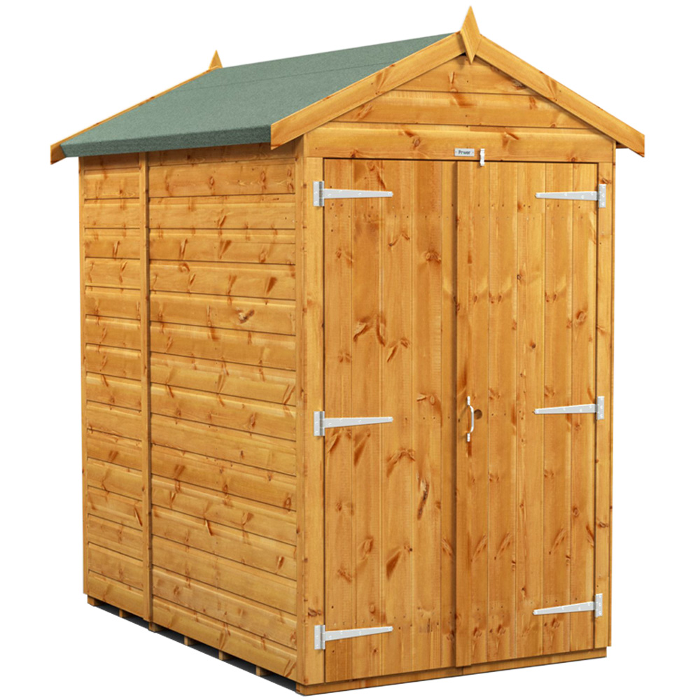 Power Sheds 6 x 4ft Double Door Apex Wooden Shed Image 1