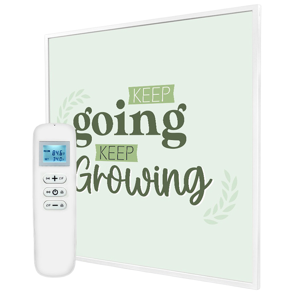 Mirrorstone Nexus Keep Goin Keep Growing Quote Wi-Fi Infrared Heating Panel 350W 595 x 595mm Image 1