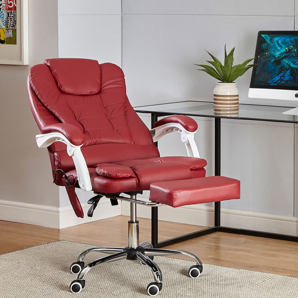 Neo Burgundy Faux Leather Swivel Massage Office Chair Image 5