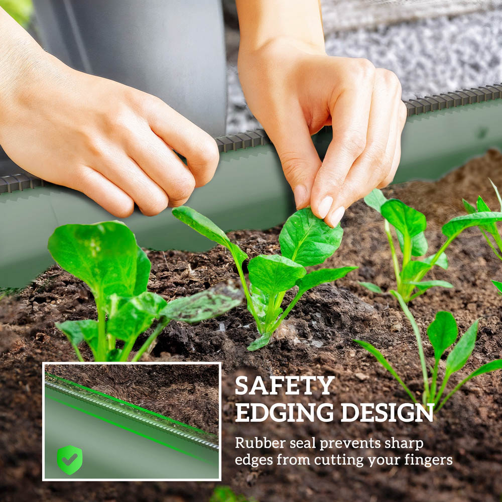 Outsunny Green Galvanised Steel Raised Garden Bed Planter with Safety Edging 62 x 150cm Image 6